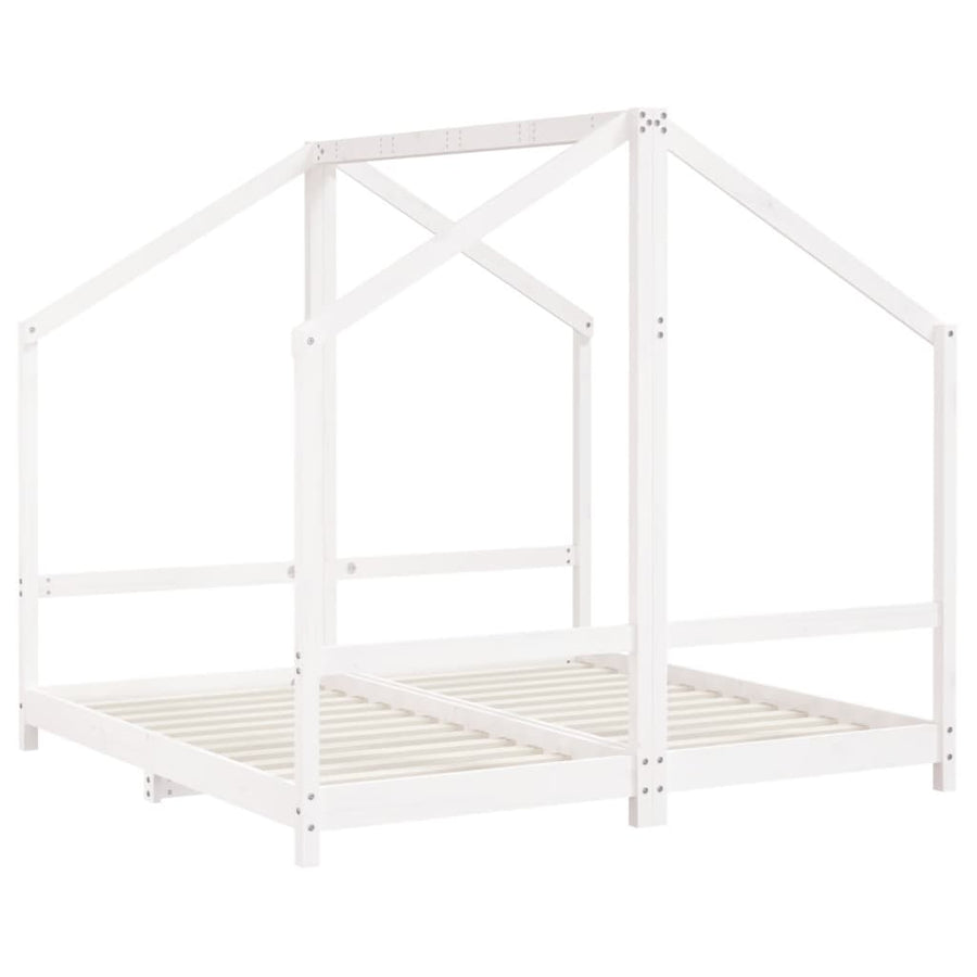 Kinderbedframe 2X(80X160) Cm Massief Grenenhout Wit