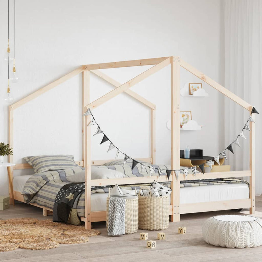 Kinderbedframe 2X(90X190) Cm Massief Grenenhout