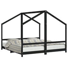 Kinderbedframe 2X(90X190) Cm Massief Grenenhout Zwart