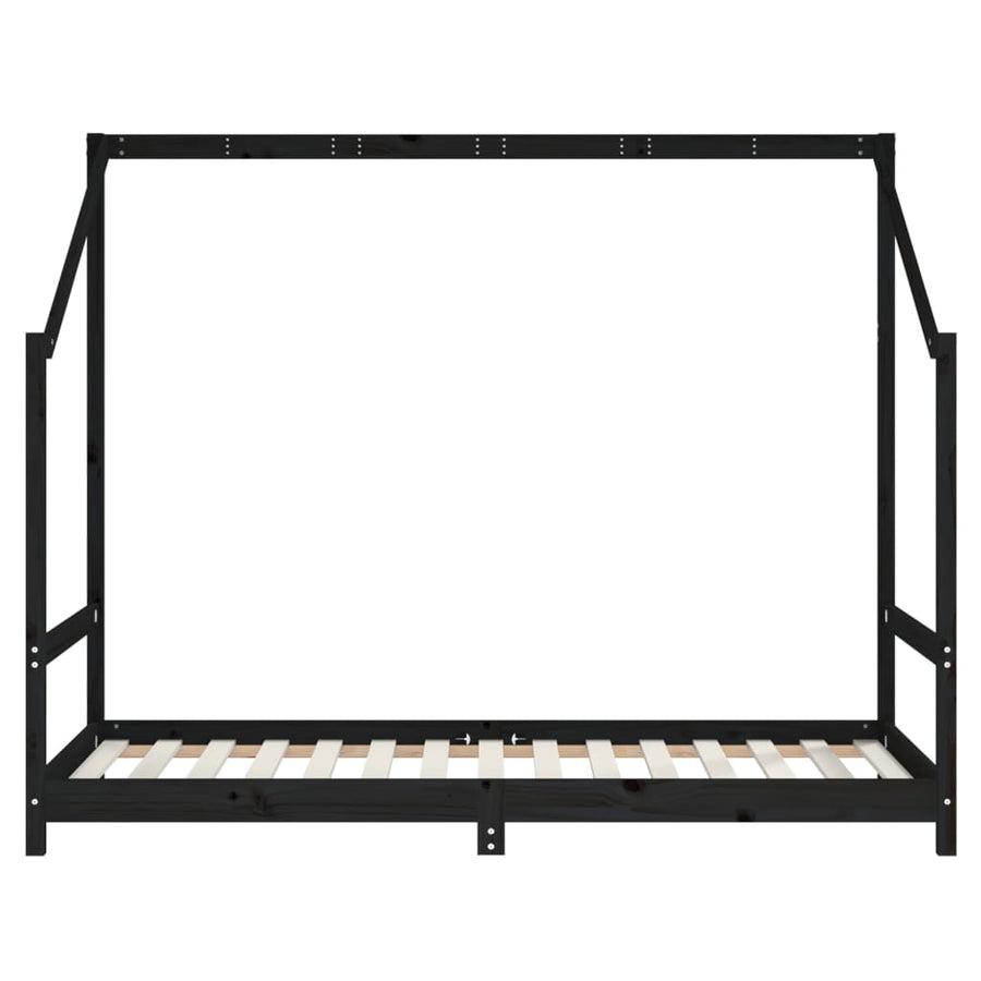 Kinderbedframe 2X(90X190) Cm Massief Grenenhout Zwart