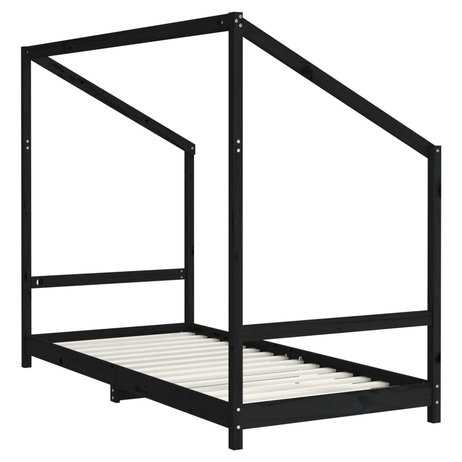 Kinderbedframe 2X(90X190) Cm Massief Grenenhout Zwart