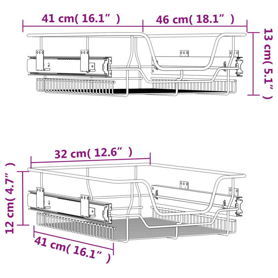 Draadmanden Uittrekbaar 2 St 45 Cm Kleurig 450 mm