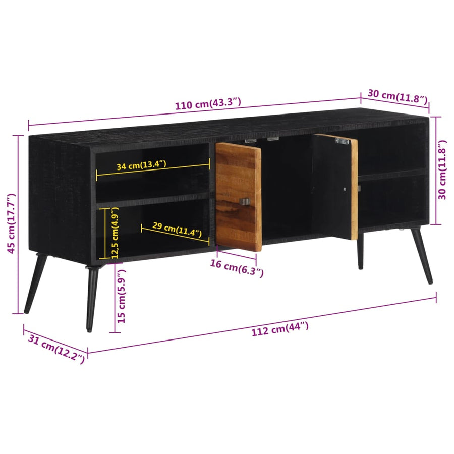 Tv-Meubel 112X31X45 Cm Massief Gerecycled Teakhout