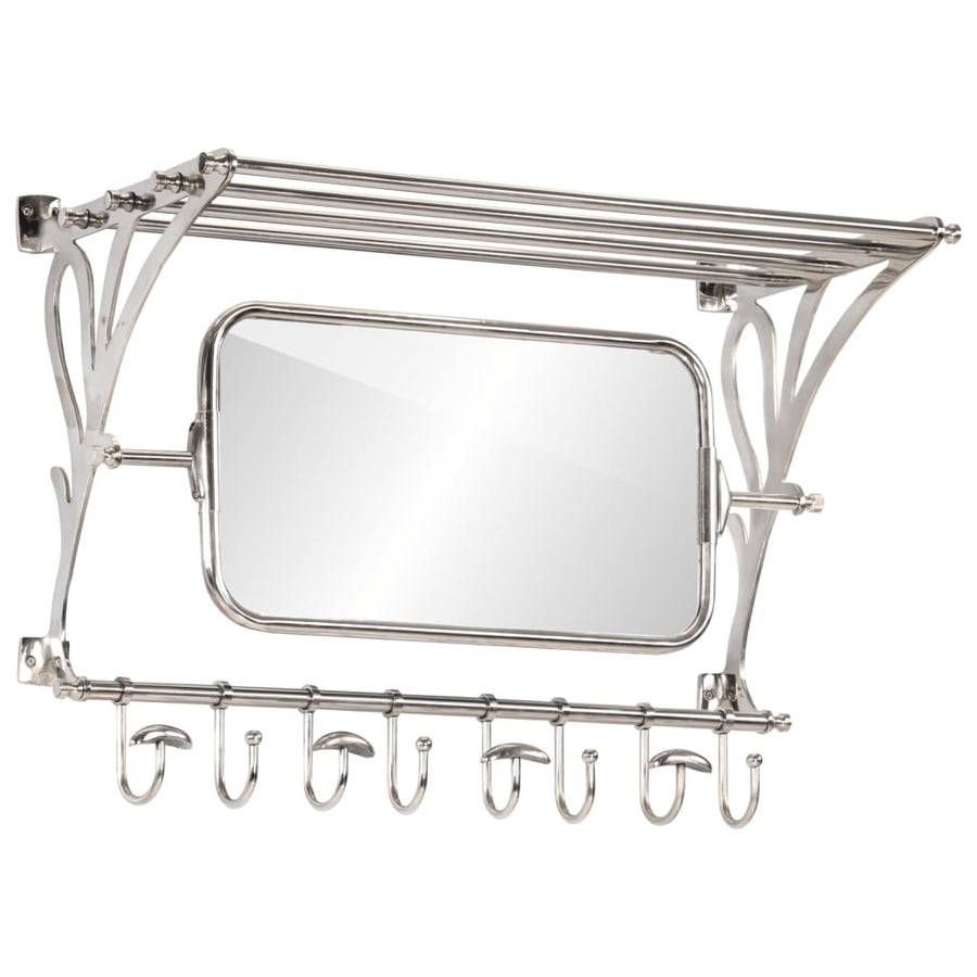 Bagagerek Met Kleerhangers En Spiegel Wandmontage Aluminium 81 x 38 x 60 cm