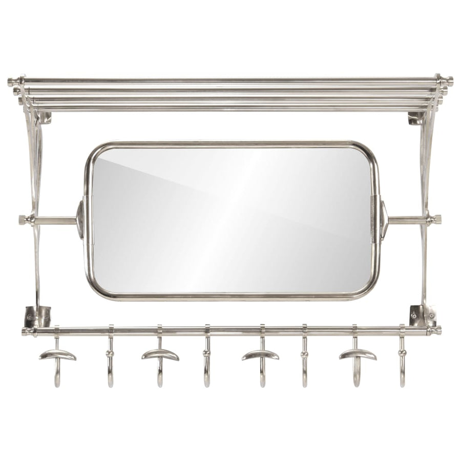 Bagagerek Met Kleerhangers En Spiegel Wandmontage Aluminium 81 x 38 x 60 cm