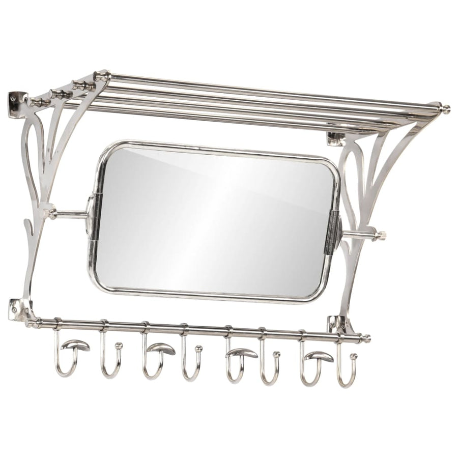 Bagagerek Met Kleerhangers En Spiegel Wandmontage Aluminium 81 x 38 x 60 cm