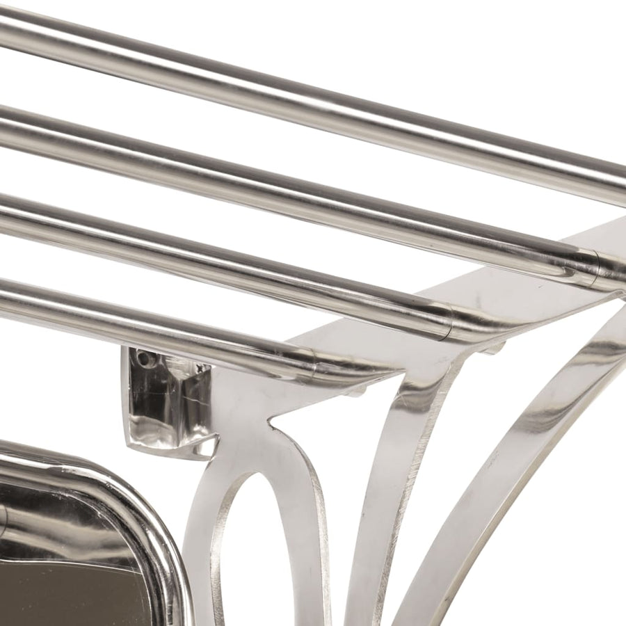 Bagagerek Met Kleerhangers En Spiegel Wandmontage Aluminium 81 x 38 x 60 cm