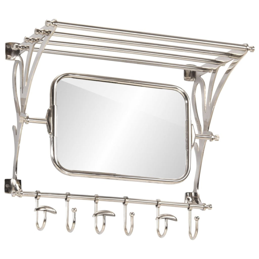 Bagagerek Met Kleerhangers En Spiegel Wandmontage Aluminium 66 x 38 x 61 cm