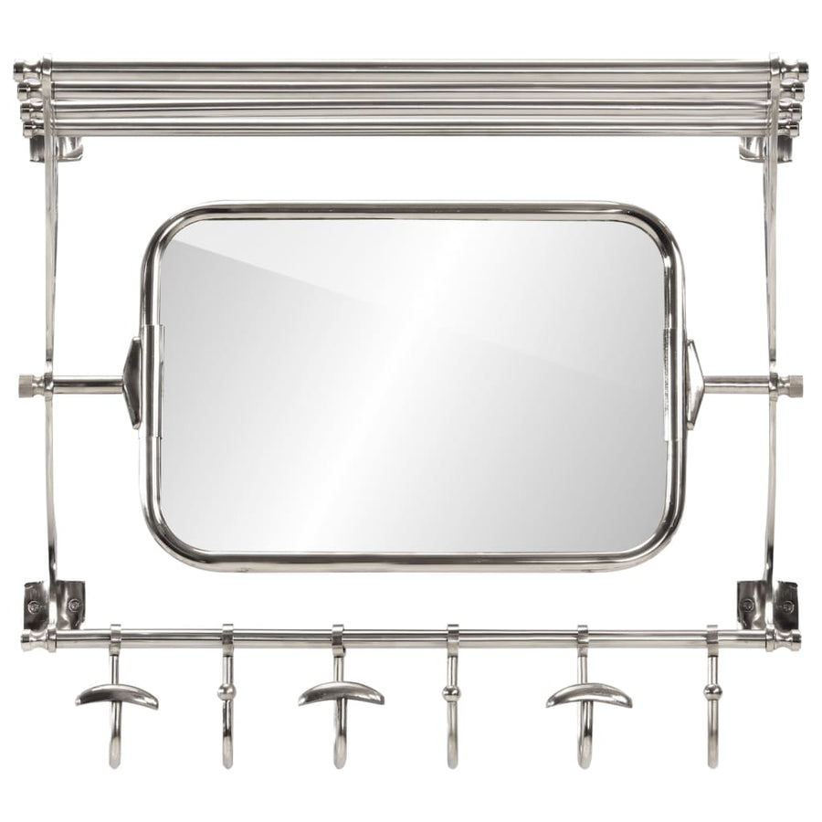 Bagagerek Met Kleerhangers En Spiegel Wandmontage Aluminium 66 x 38 x 61 cm