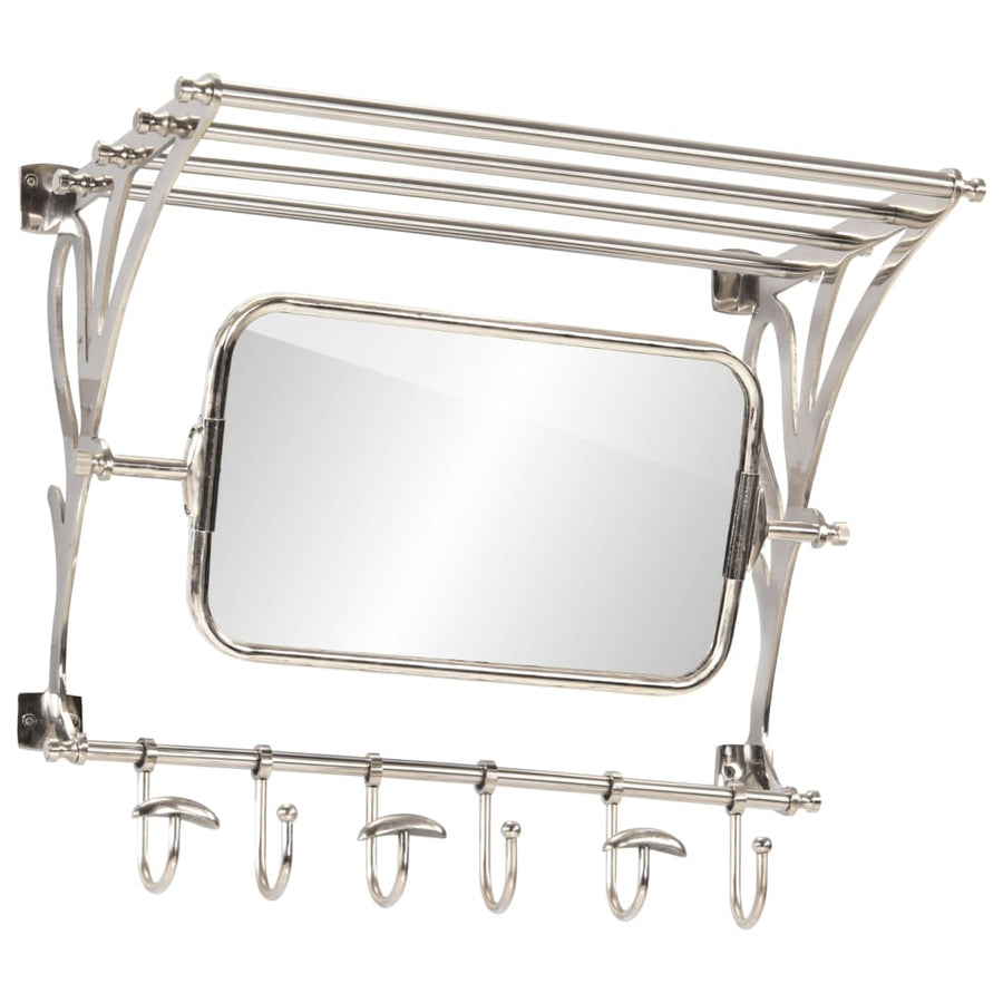 Bagagerek Met Kleerhangers En Spiegel Wandmontage Aluminium 66 x 38 x 61 cm