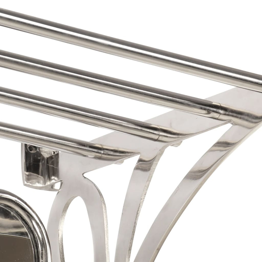 Bagagerek Met Kleerhangers En Spiegel Wandmontage Aluminium 66 x 38 x 61 cm