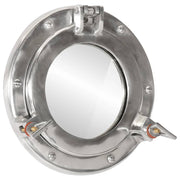 Wandspiegel patrijspoort Ø23 cm aluminium zilver