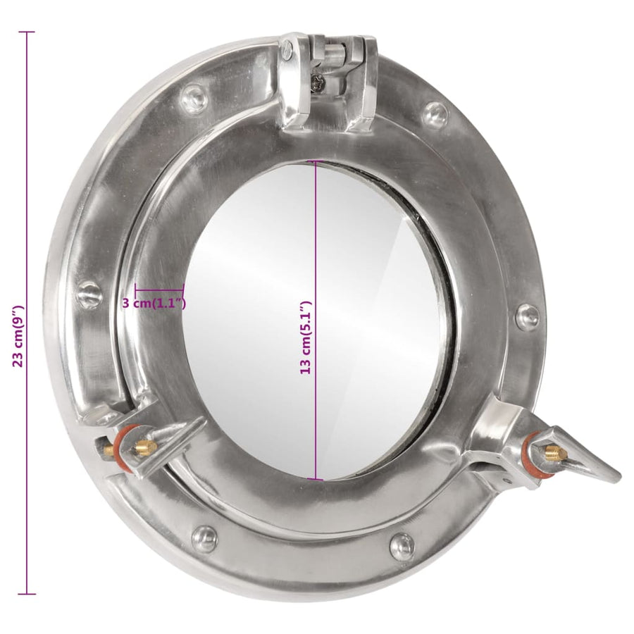 Wandspiegel Patrijspoort Ø23 Cm Aluminium En Glas Groen