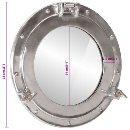 Wandspiegel patrijspoort Ø38 cm aluminium en glas