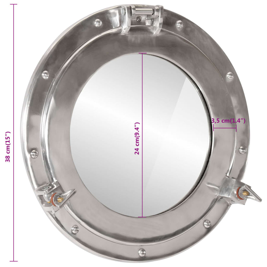 Wandspiegel patrijspoort Ø38 cm aluminium en glas