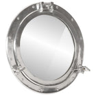 Wandspiegel patrijspoort Ø50 cm aluminium zilver