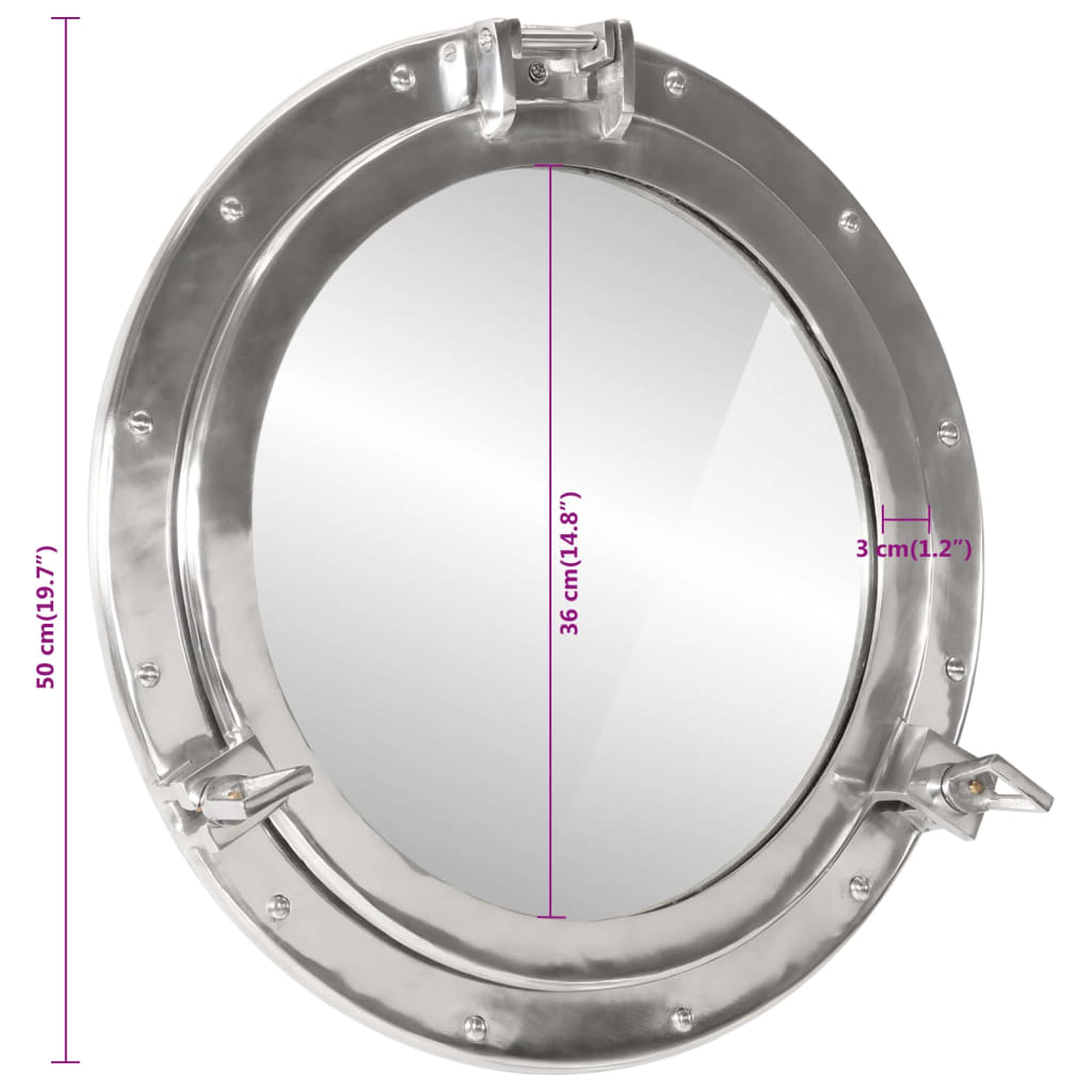 Wandspiegel Patrijspoort Ø50 Cm Aluminium En Glas