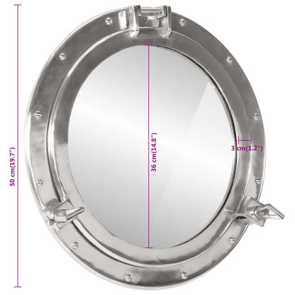 Wandspiegel Patrijspoort Ø50 Cm Aluminium En Glas