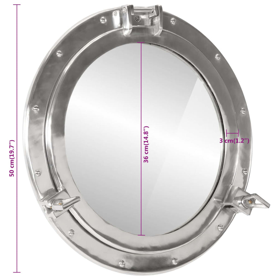 Wandspiegel Patrijspoort Ø50 Cm Aluminium En Glas