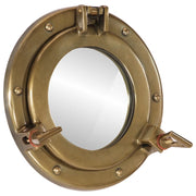 Wandspiegel Patrijspoort Ø23 cm aluminium bruin