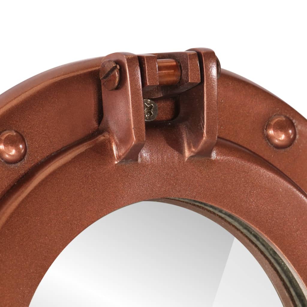 Wandspiegel Patrijspoort Ø23 Cm Aluminium En Glas Blauw