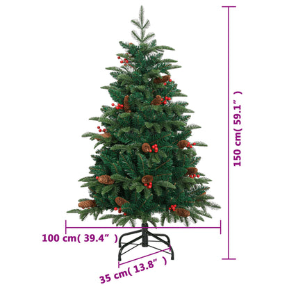 Kunstkerstboom Met Scharnieren Dennenappels En Bessen 150 cm Basis