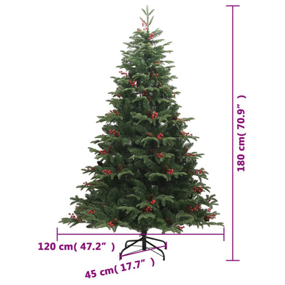Kunstkerstboom Met Scharnieren Dennenappels En Bessen 180 cm Basis