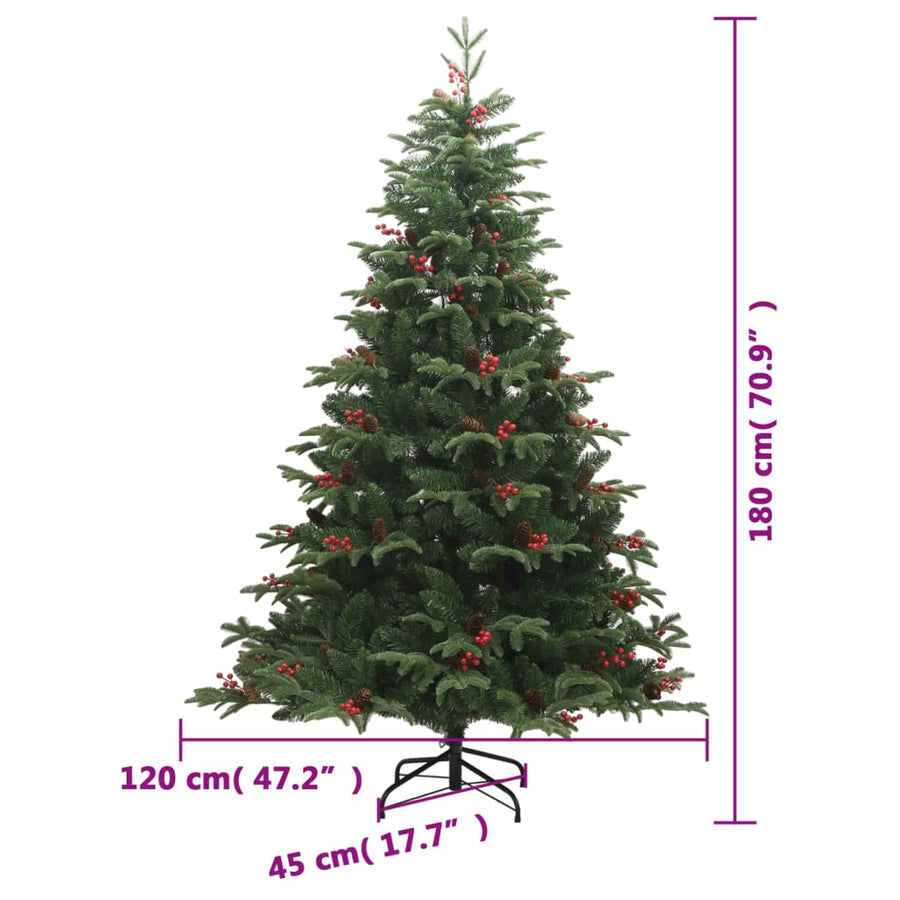 Kunstkerstboom Met Scharnieren Dennenappels En Bessen 180 cm Basis