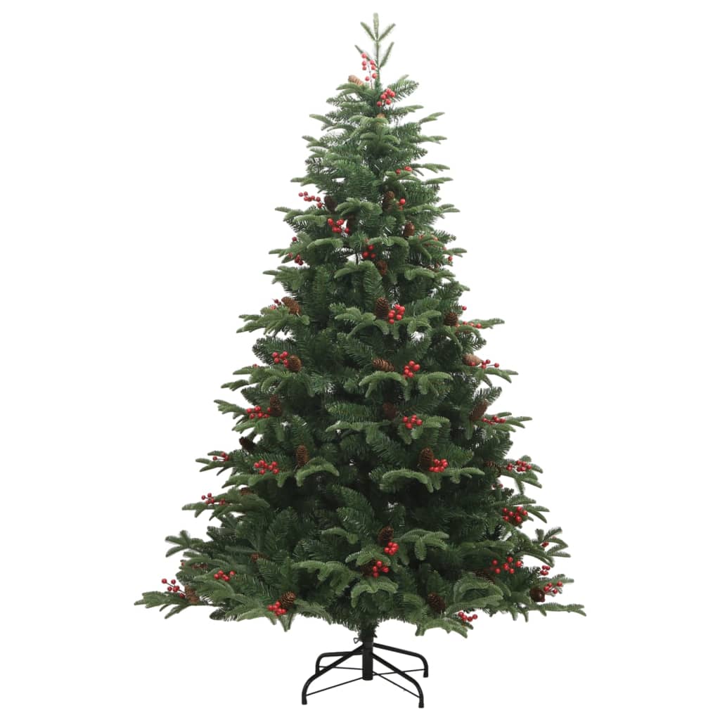 Kunstkerstboom Met Scharnieren Dennenappels En Bessen 210 cm Basis