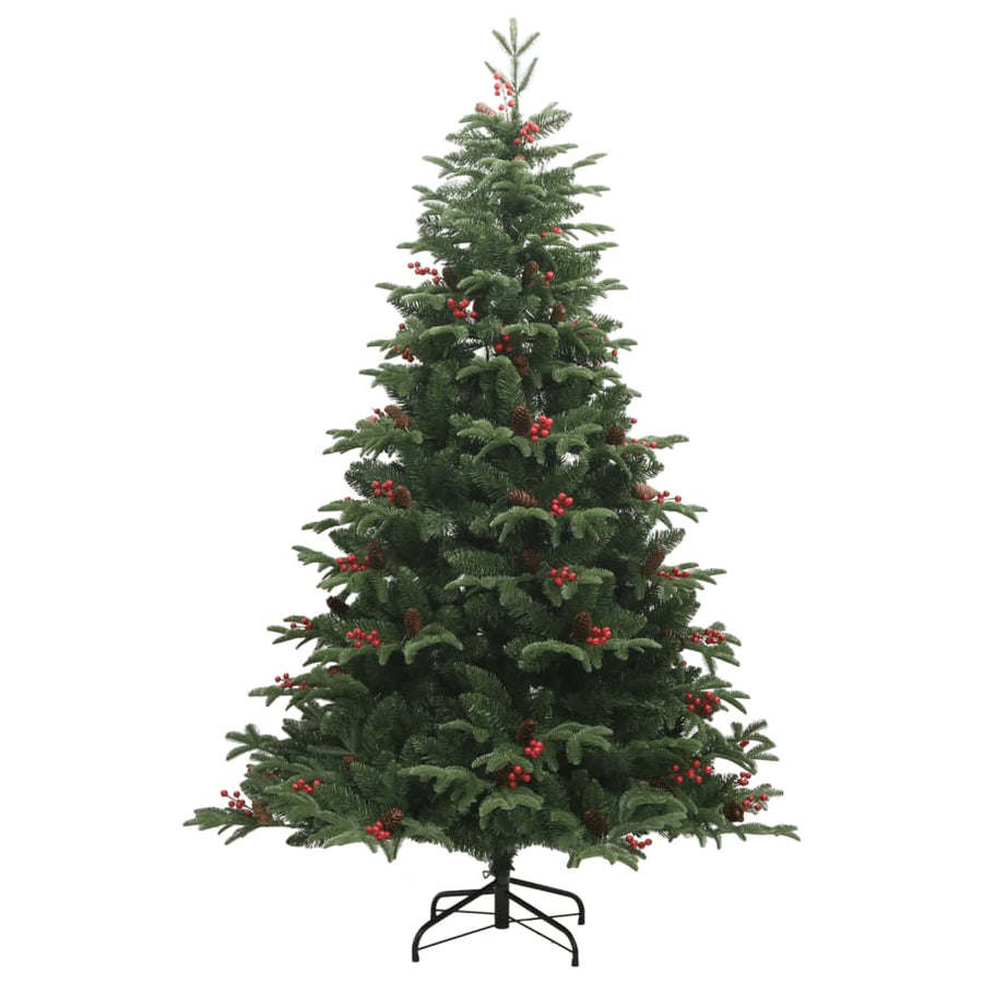 Kunstkerstboom Met Scharnieren Dennenappels En Bessen 240 cm Basis