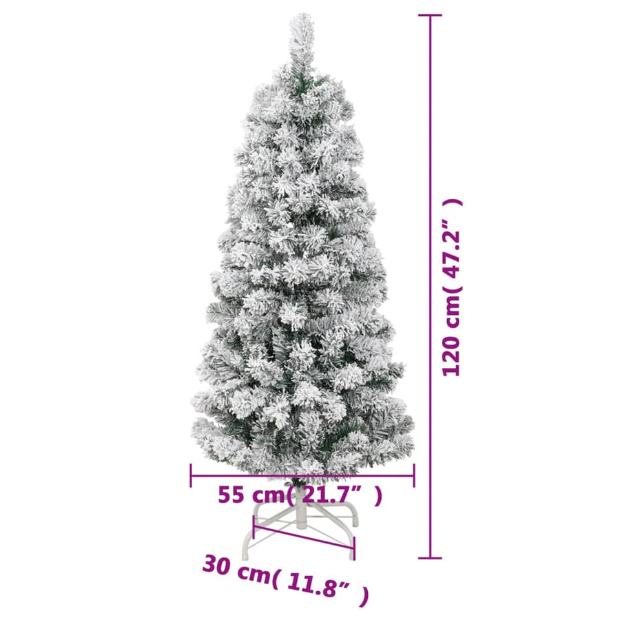 Kunstkerstboom Met Scharnieren En Sneeuw 120 cm Basis