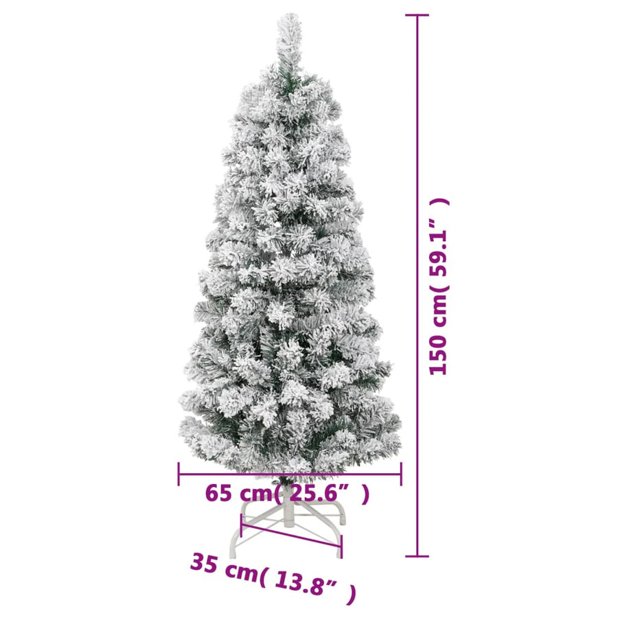 Kunstkerstboom Met Scharnieren En Sneeuw 150 cm Basis