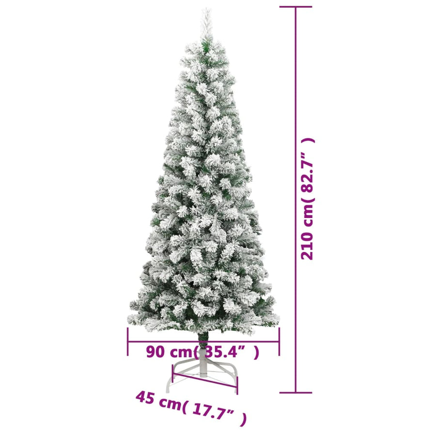 Kunstkerstboom Met Scharnieren En Sneeuw 210 cm Basis