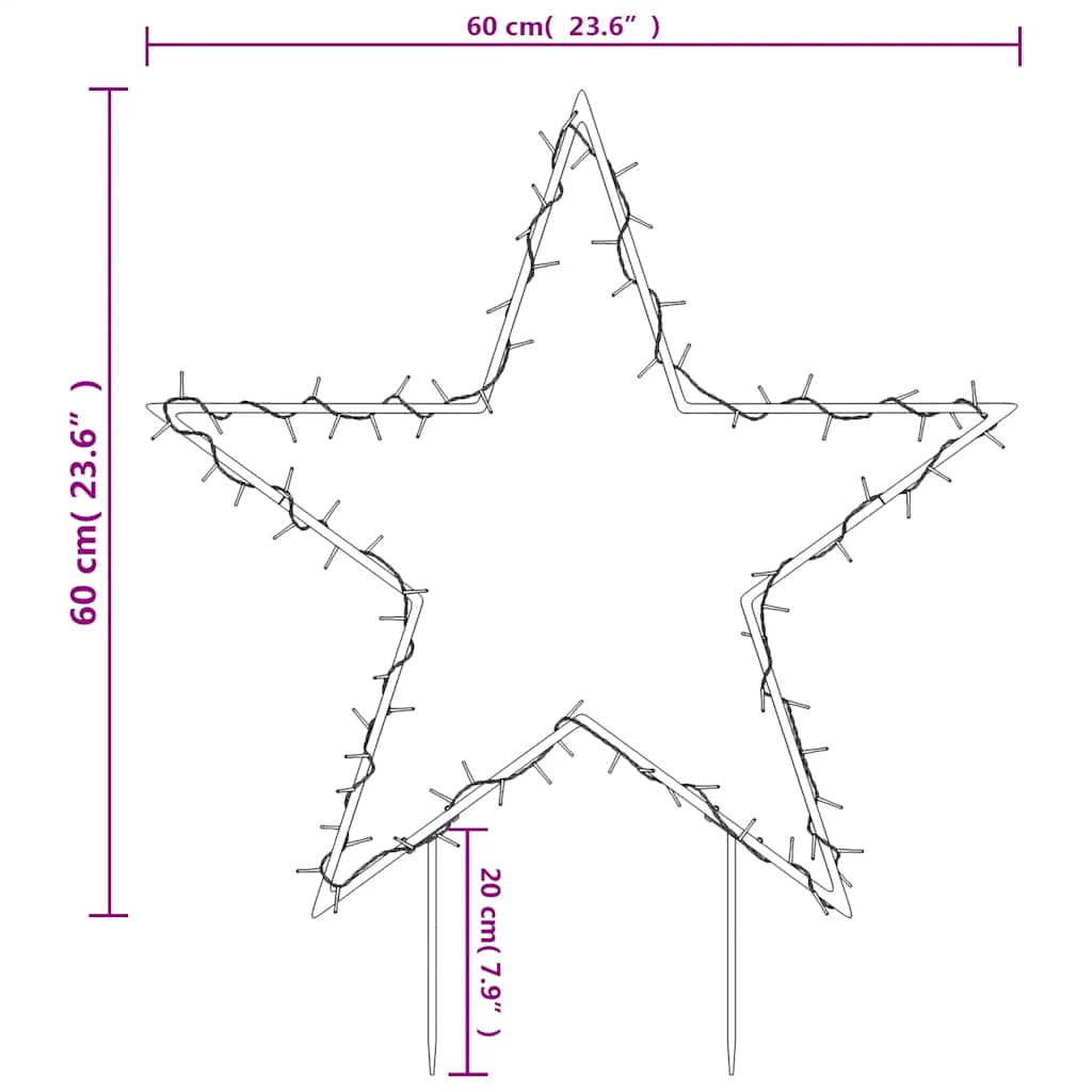 Kerstverlichting Ster Met Grondpinnen 80 Led's 60 Cm Zwart 1 60 x 60 cm