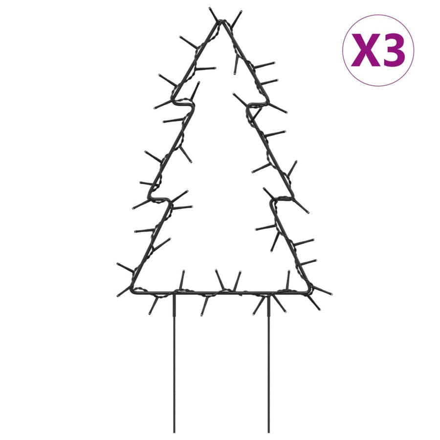 Kerstverlichting Kerstboom 3 St Met Grondpinnen 50 Led's 30 Cm