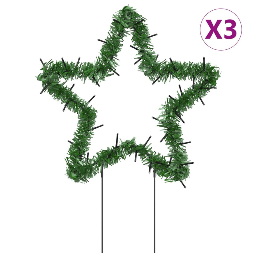 Kerstverlichting Ster 3 St Met Grondpinnen 50 Led's 29 Cm