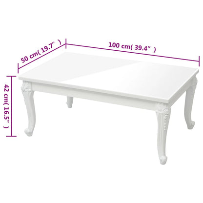 Salontafel Bewerkt Hout Hoogglans Wit 100 x 50 x 42 cm