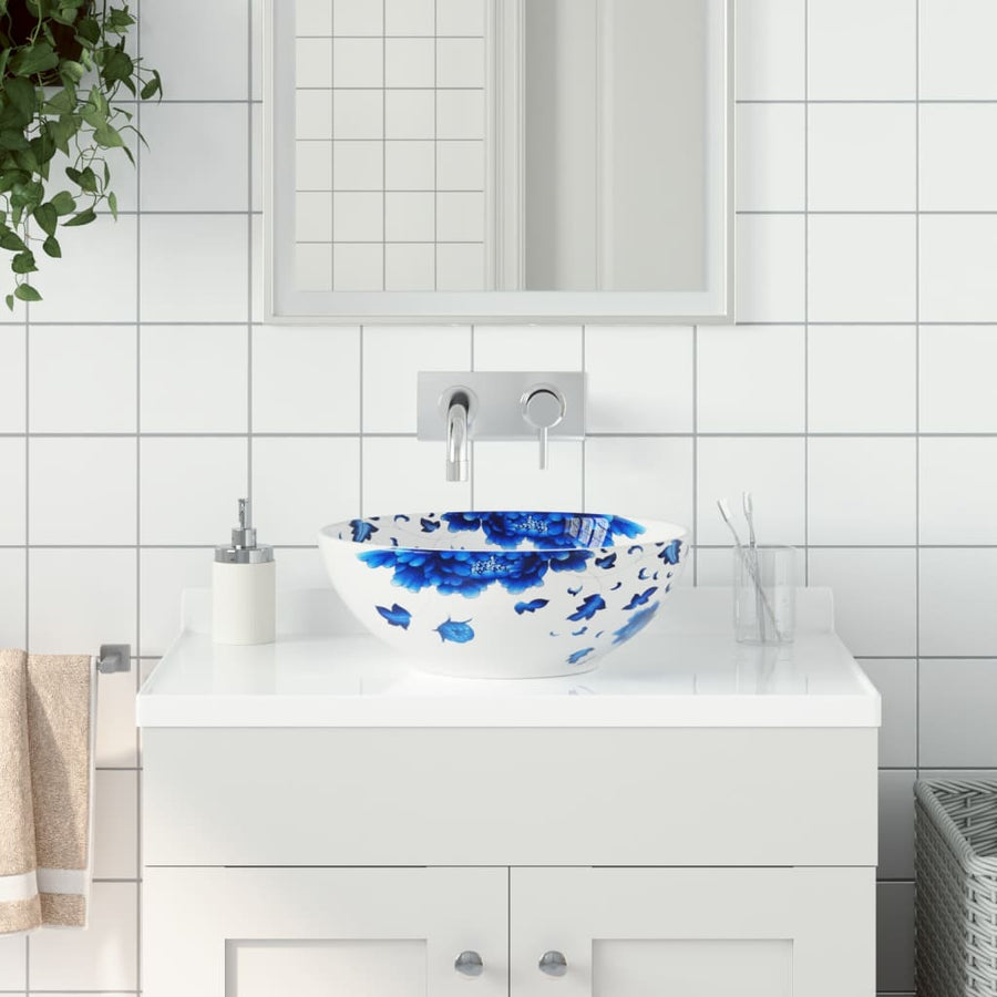 Opzetwasbak Rond Φ41X14 Cm Keramiek Zwart En Blauw