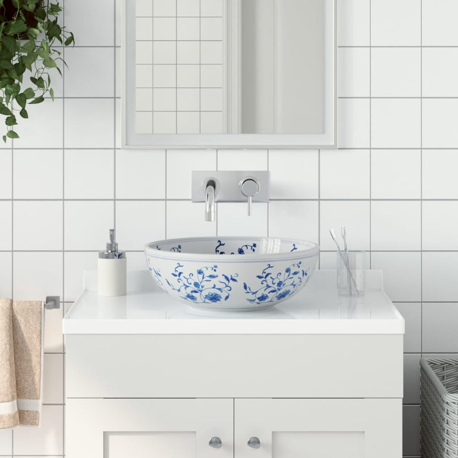 Opzetwasbak Rond Φ41X14 Cm Keramiek Zwart En Blauw