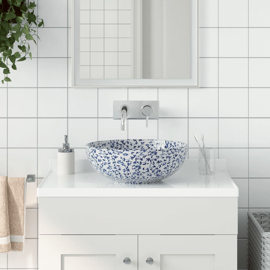 Opzetwasbak Rond Φ41X14 Cm Keramiek Zwart En Blauw