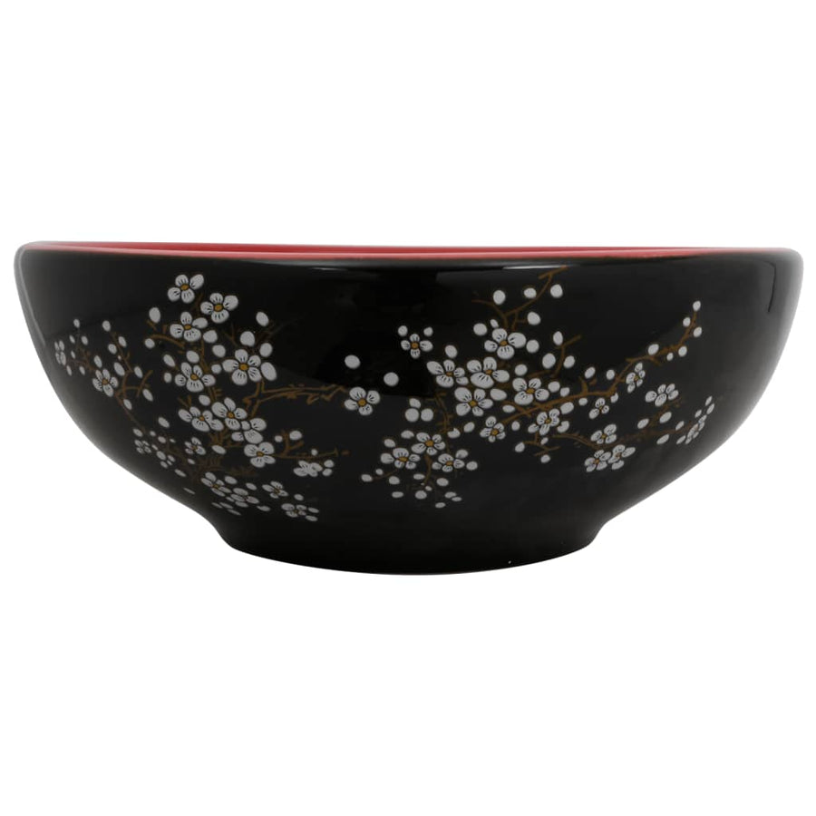 Opzetwasbak Rond Φ41X14 Cm Keramiek Zwart En Rood