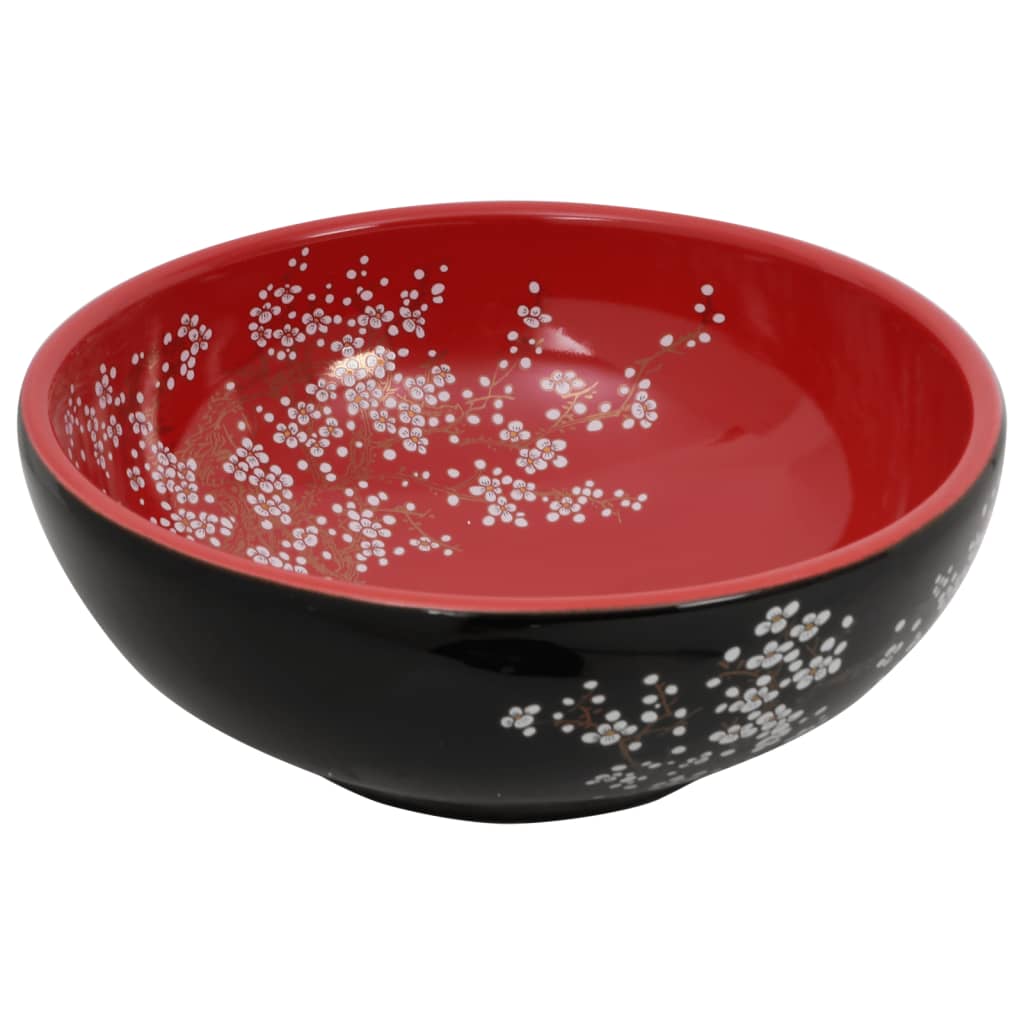 Opzetwasbak Rond Φ41X14 Cm Keramiek Zwart En Rood