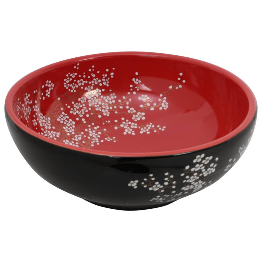 Opzetwasbak Rond Φ41X14 Cm Keramiek Zwart En Rood