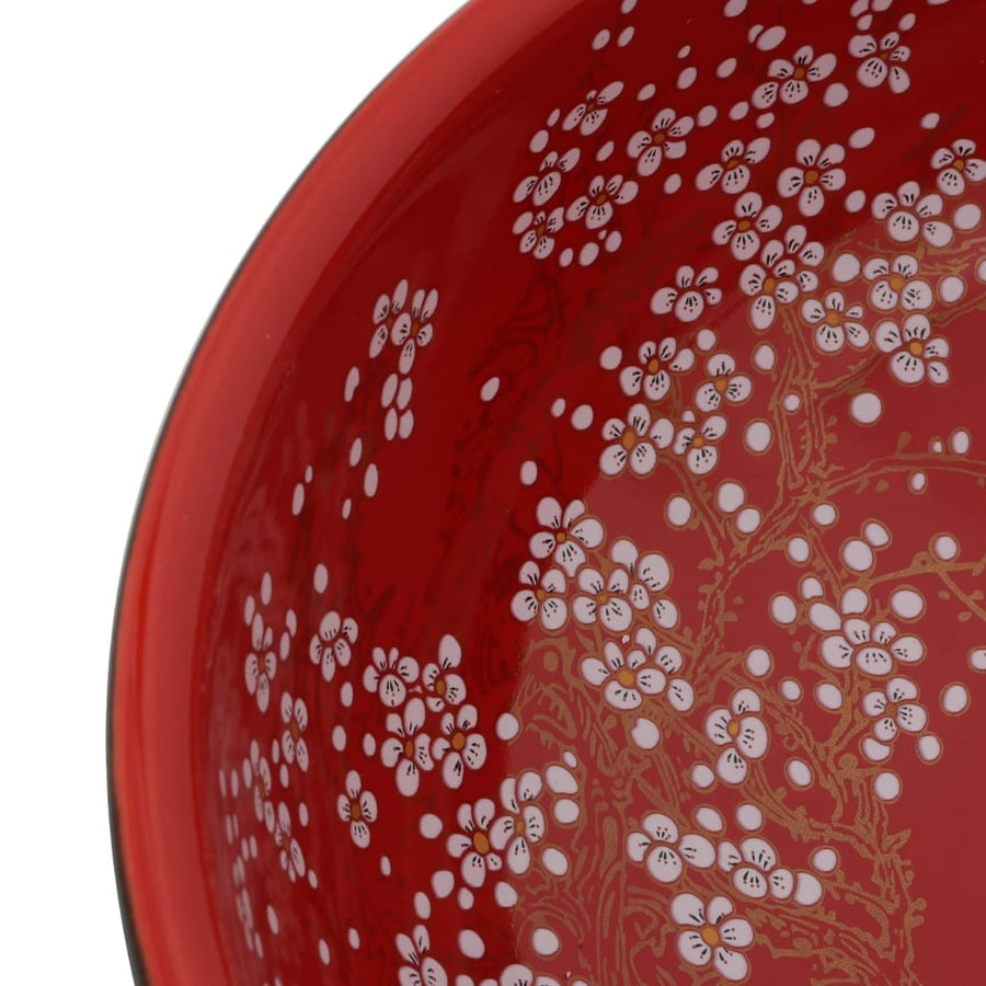 Opzetwasbak Rond Φ41X14 Cm Keramiek Zwart En Rood