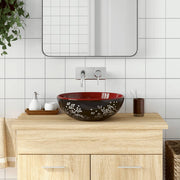 Opzetwasbak rond 41x14 cm keramiek zwart rood