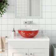 Opzetwasbak rond 41x14 cm keramiek wit rood