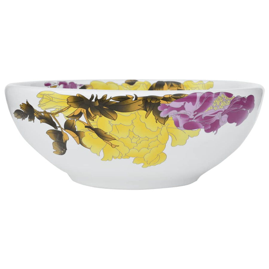 Opzetwasbak rond Φ41x14 cm keramiek meerkleurig Geel en wit