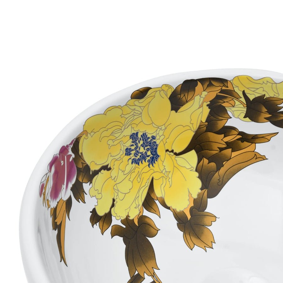Opzetwasbak rond Φ41x14 cm keramiek meerkleurig Geel en wit