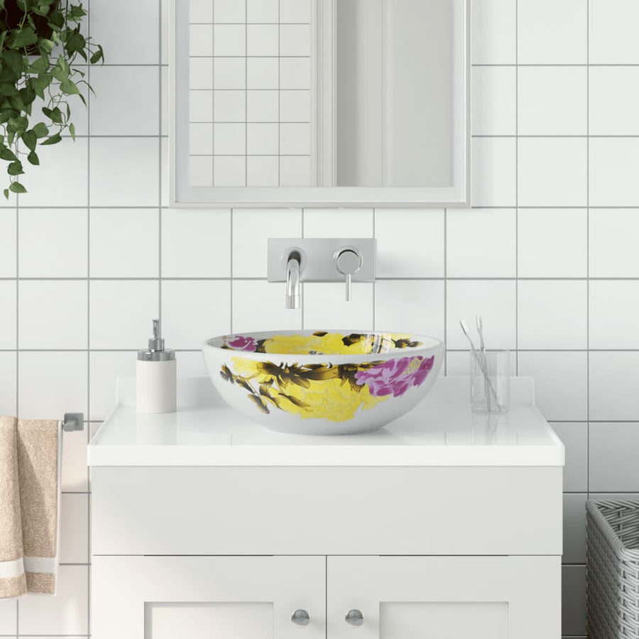 Opzetwasbak Rond Φ41X14 Cm Keramiek Zwart En Blauw