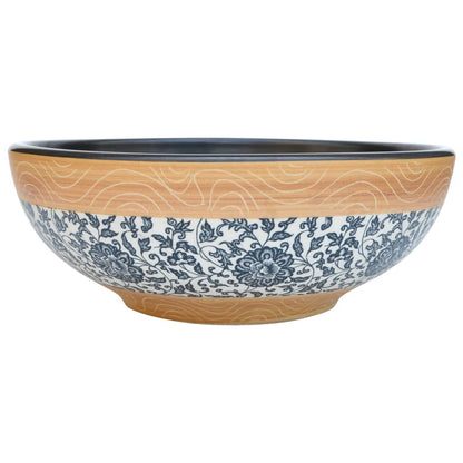 Opzetwasbak rond Φ41x14 cm keramiek meerkleurig Bruin en zwart